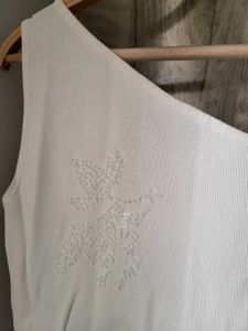 Cream One-Shoulder Top with Detail