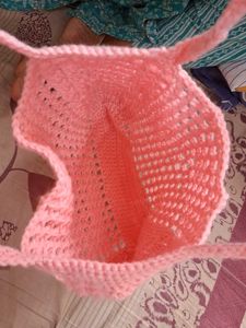 Crocheted Pink Tote Bag