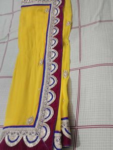 Beautiful Yellow Saree with Embellished Border