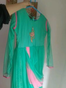 Beautiful Teal &amp; Pink Embellished Gown
