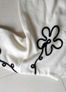 Cream Knit Sweater with Black Detail
