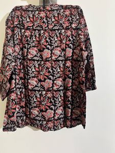 Kalamkari Style Floral Short Kurti