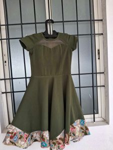 Stylish Olive Green Fit &amp; Flare Dress