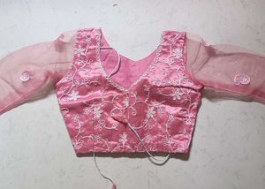 Pink Floral Embroidered Skirt