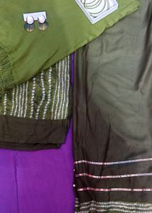 Mehndi Colour Suit Set 5 Pc For Women