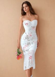 Floral Print Strapless Midi Dress