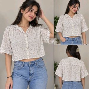 Chic Floral Print Button-Up Top