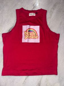 2 Tops Red "Bitch Please" Rainbow Tank Top
