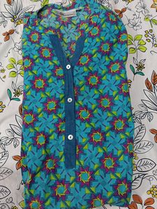 Blue Geometric Print Kurta