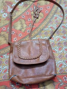 Stylish Brown Braided Handbag