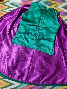 Gorgeous Green And Purple Ethnic Ghagra For Girl