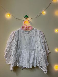 Chic White Broderie Anglaise Blouse