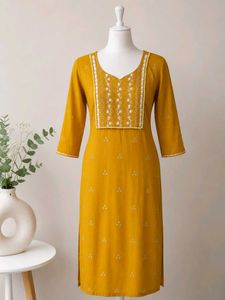 🎀150rs SALE🎀Mustard Yellow Embroidered K