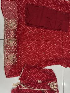 georgette bandhez suit with handwork dupatta