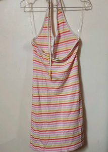 Candy Striped Halter Neck Bodycon Dress