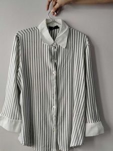 Striped Collared Button-Up Shirt