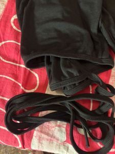 Black Ribbed tie up Wrap Crop Top