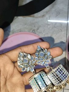Mirror Work Jhumka Earrings