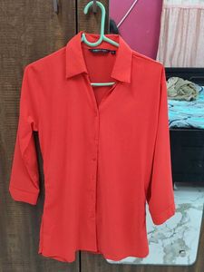 Classic Red Button-Up Tunic