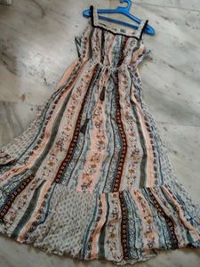 Boho Print Tie-Waist Maxi Dress