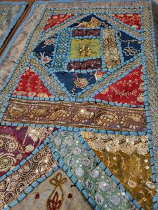 DIWALI DECOR BLUE RUNNER WALL HANGING SHINE GLITER