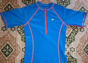 Blue Swim Bottoms with Orange Trim