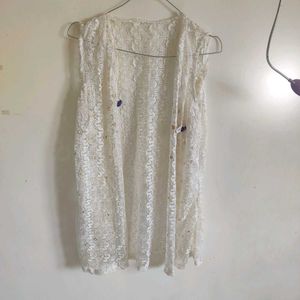 White Lace jacket shrug  with Embellishments