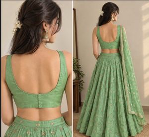 Elegant Green Embroidered Lehenga Choli Set