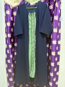 Elegant Navy Blue Kurta with Green Panel