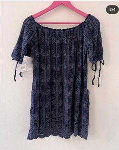 Schiffli Off-Shoulder Dress