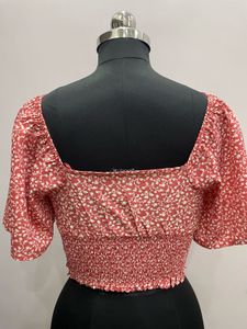 Floral Flutter Sleeve Crop Top