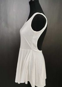 White Sleeveless Flared Mini Dress
