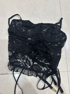 Tiger Mist Black Lace Corset Top See defects