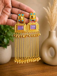 Boho Ethnic Gold Plated Chand Bali Earrings