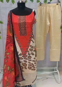 Brand New heavy chinon Mirror Work suit set