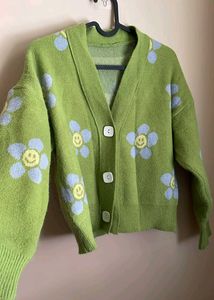 Cute Floral Smiley Face Cardigan