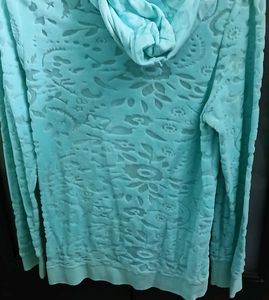 Light Blue Floral Velour Hoodie