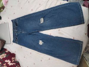 Women's Ripped Wide-Leg Jeans
