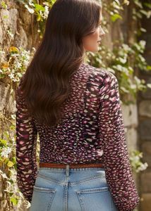 Chic Animal Print Sheer Top