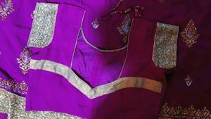 Purple Embroidered Saree with Blouse