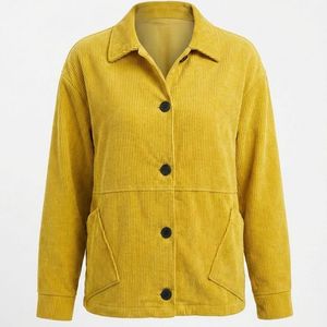 Sunny Yellow Corduroy Shirt Jacket