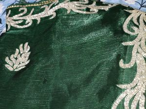 Elegant silver hand work Green Saree with blause s