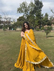 Vibrant Yellow fully flair  Ethnic Anarkali