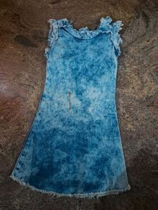 Cute Minnie Mouse Denim Dress for Girls