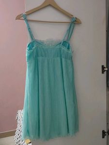 Aqua Blue Lace Trim Nightgown