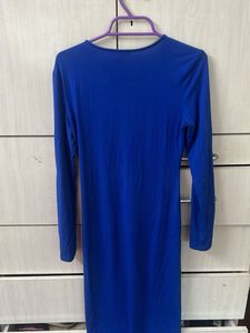 Vibrant Blue Twist Front Midi Dress