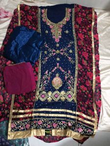 Elegant Embroidered Salwar Suit &amp; free dupatta