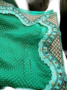 Green net saree with  Blouse