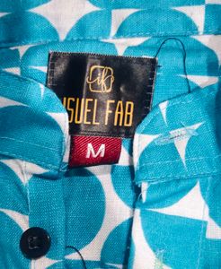 Printed Men's Cyan Kurta Shirt