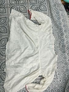 Embroidered White Tassel Kurta